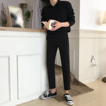IEFB moška oblačila dolg rokav polo majica pomlad 2021 nove korejske modne bombaž priložnostne black vrhovi za moški osnovni trend oblačila