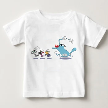 Oggy in Ščurke otrok kratki rokavi T-shirt fant dekle čistega bombaža dihanje T-shirt poletje otroci Tshirt