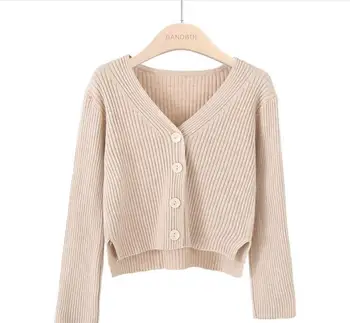Core preja jopico jeseni ženski korejska različica divjega kratek odstavek dolgo sleeved barva pulover ženske jakna
