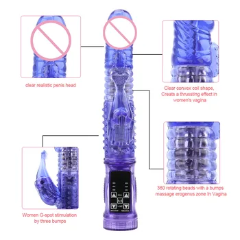 OLO Rabbit Vibrator 360-Stopinjski Zasuk Kroglice Sex Igrače Za Ženske Masturbator Dvojni Vibrator za Klitoris Stimulator G Spot Vibrator