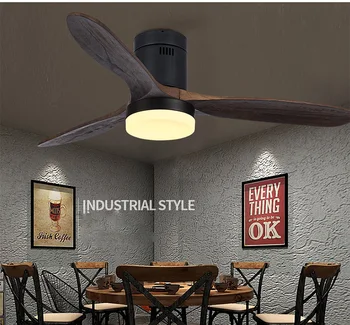 Sodobna masivnega lesa, stropni ventilator svetlobe z daljinskim upravljalnikom LED zatemnitev, dnevna soba, spalnica, jedilnica mansarda brez lučka fan