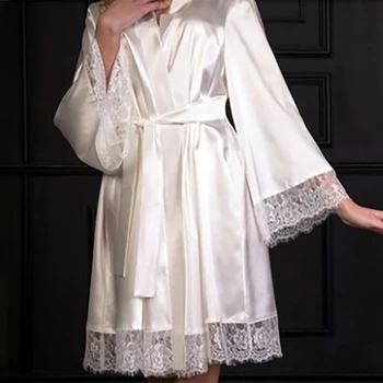Vroče Prodajo Žensk Seksi Satena Svilena Halja Sleepwear Čipke Nightgown Pižamo Hišna Obleke Babydolls Kimono kopalni plašč Obleko