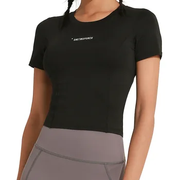 ženske elastične teče hitro suha oblačila kažejo, tanko v jesenskih in zimskih športnih vrh kratek rokav T-shirt fitnes obleko