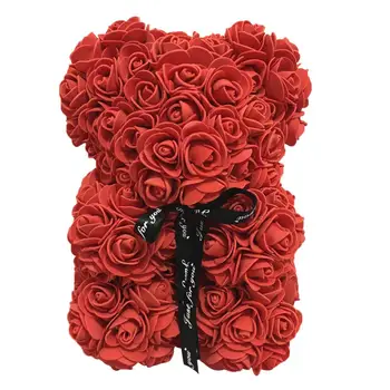 11Styles 25 cm Rdeče Rose medvedek Rose Cvet Umetno Okraski za Božična Darila Ženske valentinovo Darilo