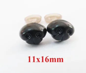 8x11/11x16mm black igrača nos plastičnih varnost igrač nos + mehko tesnilo za diy plišastih lutka ugotovitve - 40pcs-100 kozarcev-možnost 200pcs