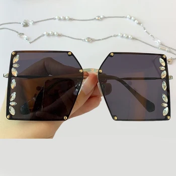 Velik Kvadrat sončna Očala Ženske Luksuzne blagovne Znamke Diamanti Okvir Klasičnih sončna Očala Za Žensko UV400