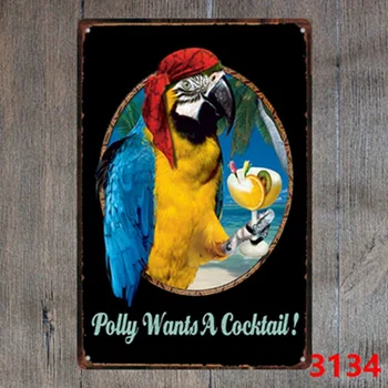 Papiga Tin Prijavite Kovinske Plošče, iz Železa Slikarstvo Otroci Soba Steno Bar Domače Umetnostne Obrti Dekor 30X20CM