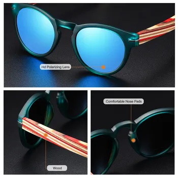 EZREAL blagovne Znamke Oblikovalec Polarizirana sončna Očala Moških Plastični Okvir Les ročaji očal Moda Ovalne sončna Očala Zrcalni Objektiv UV400