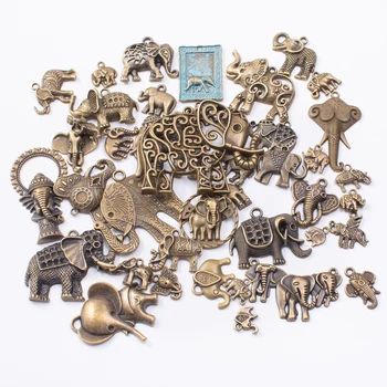 50 g vroče prodajo kovinskih mešani čar živali slon antično bronasto zapestnico, ogrlico, ročno izdelan nakit, izdelava debelo DIY