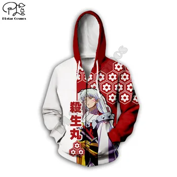 Sesshoumaru Anime 3d vsem Natisnjeno Unisex hoodies Harajuku Moda Priložnostne Hooded zip Majica s kapuco padec ladijskega prometa