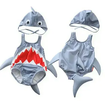 Poletje Swimsuit Za Malčke Baby Otroci Dekleta Plaža Kopalke, Kopalke Bikini Komplet Shark Kopalke Enodelne