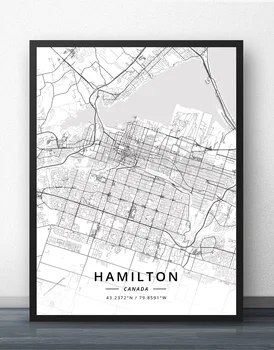 Guelph Halifax Hamilton Kelowna Kingston Kitchener Laval Leduc Levis Longueuil Markham Milton Montreal V Kanadi Zemljevid Plakat