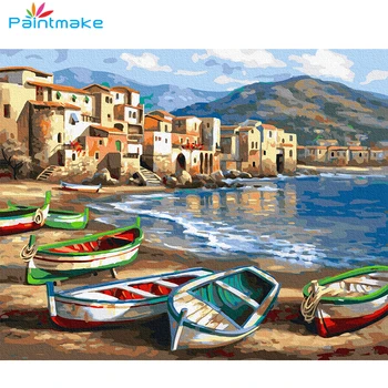 Paintmake Krajine DIY Barve Za Številke, Morje, Plaža Olje Ročno Naslikana Na Platno Za Dekoracijo Doma Slike v slikah