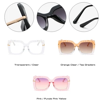 TAKO&EI Moda Multi-Cut Kristalno Kvadratnih Ženske Retro sončna Očala Gradient Očala Moških Jasno Objektiv Leopard Očal Okvir Odtenki UV400