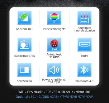 PX6 Sistem 4G+64 G Autoradio Android 10.0 Za Mercedes Benz B200 Sprinter/B-razred/W245/B170/W169 GPS Gumb Avto dvd Radio Stereo