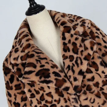 Jesensko Zimska jakna 2019 Žensk Specializiranimi za umetno krzno, leopard plašč plišastih bombaž jakna za ženske svoboden coats outwear žensko jakno plašč