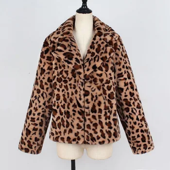Jesensko Zimska jakna 2019 Žensk Specializiranimi za umetno krzno, leopard plašč plišastih bombaž jakna za ženske svoboden coats outwear žensko jakno plašč