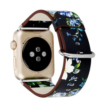 Cvet Usnje Watch Band za Apple Gledati Serije 6 SE 5 4 3 Cvetlični iwatch Trak za Ženske 38 mm 40 mm 42mm 44 ročno uro Zapestnico.
