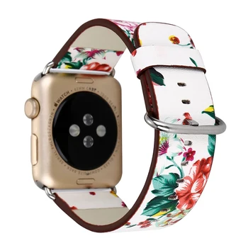 Cvet Usnje Watch Band za Apple Gledati Serije 6 SE 5 4 3 Cvetlični iwatch Trak za Ženske 38 mm 40 mm 42mm 44 ročno uro Zapestnico.