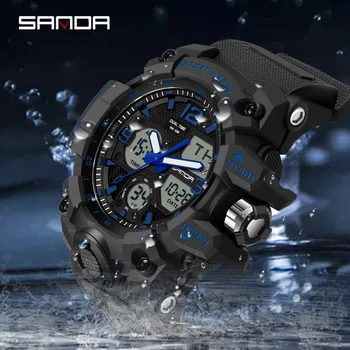 SANDA moda prostem športen bedeti men ' s multi-funkcijo watch ura Chrono 5Bar vodoodporni digitalni watch reloj hombre