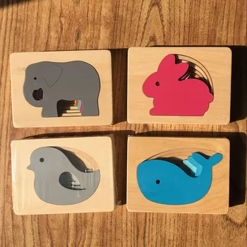 Najnovejše Otroci Lesene Igrače Za Otroke, Živali Karton 3D Puzzle Večplastne Jigsaw Uganke Otroške Igrače Otrok Zgodaj Izobraževalnih Pripomočkov