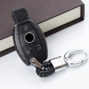 2018 Ogljikovih Vlaken Avto Ključ Primeru Kritje Za Mercedes Benz W210 W211 Amg W204 C E S CLS CLK CLA SLK Razred Smart Keychain