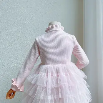 Dekleta obleko torta 2020 jeseni nove tuje dekle, princesa obleko majhne dišave pulover obleko otroci obleko