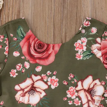 2018 Pomlad Jesen Otrok Flare Rokav Obleka Otroci Cvetlični Obleke za Dekleta Bombaž Pol Rokav Dekleta Obleko Luštna Dekleta Obleke