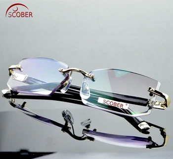=SCOBER= Cut Rimless Obravnavi Očala Luksuzni Ultra-lahkih Titanove zlitine TR90 okvir Očala +1 +1.5 +2 +2.5 +3 +3.5 +4