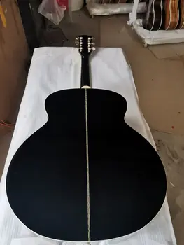 Brezplačna dostava črno kitaro jumbo telo 43 cm akustična električna kitara non-cut sijaj črno akustično kitaro