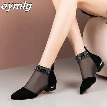 2020 nove poletne sandale Opozoril Visokih petah Ženske čevlje Črne Čipke Gleženj Cvet nizke Pete zadrgo cvetje priložnostne sandali