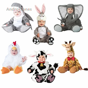 Androktones 2019 Otrok Jumpsuits Slon Onesie Otroci, Dekleta, Fantje, Toplo, Mehko Živali Cosplay Pižamo Halloween Kostumi za otroke