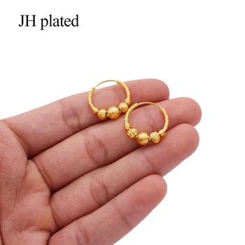 Uhani 24K Zlata Barva majhne okrogle earings zlato nakit uhani piercings dodatkov za ženske, darila zlate obroče hoop uhani