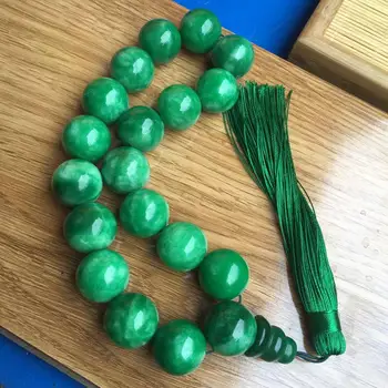 Naravni green jade zapestnice kroglice jasper jadeit jade zapestnico z tassel venec za molitev moških smaragdno Jade bangles