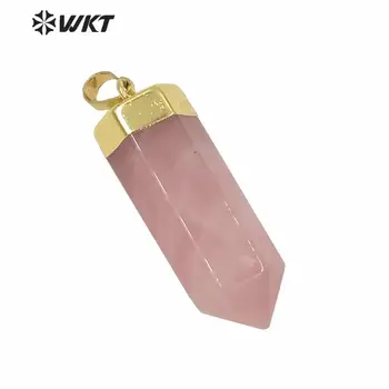 WT-P1412 Elegantno Roza Barvni Kremen kamen obesek s Krogu Kristalno steber Obeski za Ženske, Nakit, Izdelava DIY