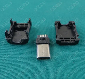 100 kozarcev Mikro USB-T Port Moški 5 Pin Plug Vtičnice Priključek Plastični Pokrov Za DIY UY Micro USB Moški Dolgo plug 8 mm