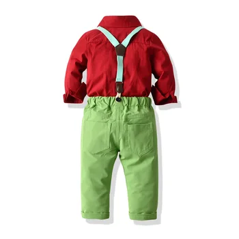 Evropski In Ameriški Božič Oblačila Otrok Dojenček Fant je Bombaž Dolgo Sleeved Majico Lok Skakalec Hlače Stranka Obleko
