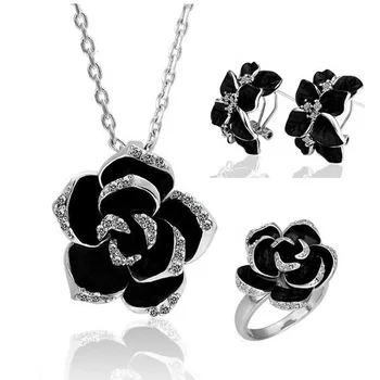FARLENA Black Rose Osem Listov Camellia Uhan Ogrlico iz treh kosov, indija, nakit sklopov za žensko