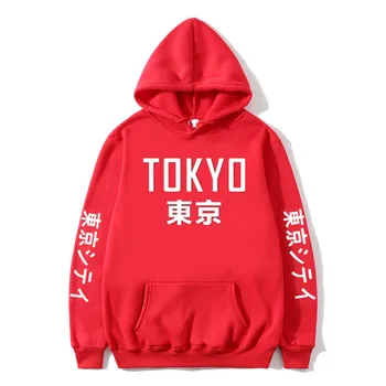 Moške Harajuku Sweatshirts na Japonskem Tokiu Mesto Tiskanja Hoodies Ženske priložnostne Hoodies Hip Hop Puloverju Zimski Flis Plus Velikost Oblačila