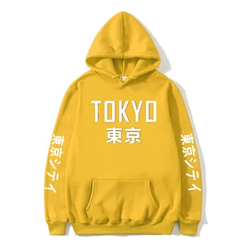 Moške Harajuku Sweatshirts na Japonskem Tokiu Mesto Tiskanja Hoodies Ženske priložnostne Hoodies Hip Hop Puloverju Zimski Flis Plus Velikost Oblačila