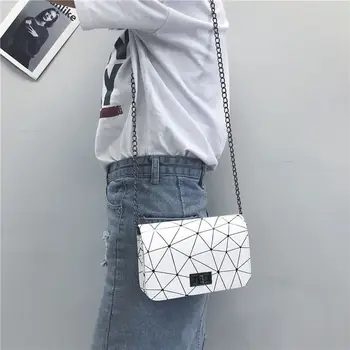 Luksuzna Znamka Modnih Ženske Ramo Torbe 2020 Nove Divje Crack Natisnjeni Messenger Bag PU Geometrijske Rhombus Kvadratek Vrečko