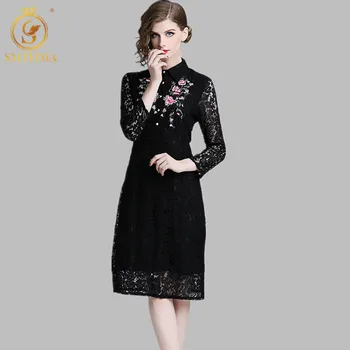 SMTHMA 2020 Nov prihod Pomladi Vezenje Črne Obleke Ruway Cvetlični Bohemian Cvet Vintage Obleke Za Ženske obleke vestidos