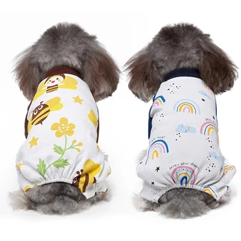 Pes Pižamo Pet Obleke Za Majhne, Velike Pse Mačka Sleepingwear Mavrica Natisnjeni Jumpsuit Sleepingwear Priložnostne Psa Oblačila Plašč #