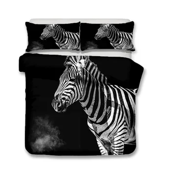 A Posteljnina Nabor 3D Tiskanih Rjuhe Kritje Posteljo Nastavite Zebra Živali, Tekstil Doma za Odrasle Bedclothes z Prevleke #BM01
