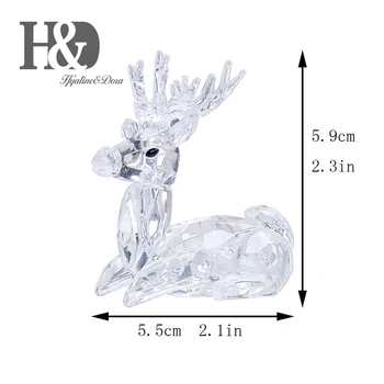 H&D Kristalno Živali Jelen,Miniaturne Figurice Okras Za Mizo Božični Praznik Zbirateljske Dekor Darilo Za Rojstni Dan