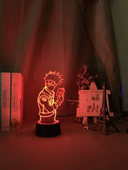 3d Iluzije Led Nočna Lučka Kakashi Hatake Holding Knjiga Nočna Darilo za Otroke Fantje otroška Soba Dekor namizne Svetilke Naruto
