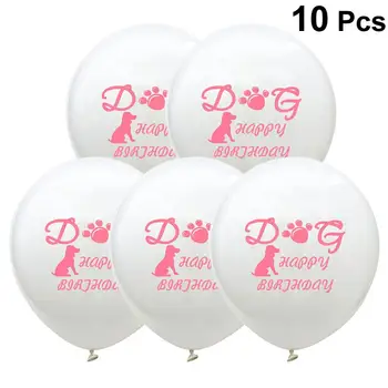 10 Kos 12 Inch Baloni Nastavite Pes Odtis Baloni Komplet Baby Rojstni Dekoracijo (Roza)