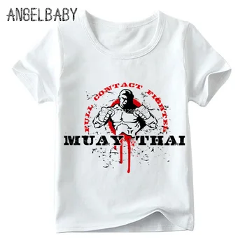 Otroci Ultimate Fighting Muay Thai Hardcore Boj Print majica s kratkimi rokavi Otroci Poletje Vrhovi Fantje in Dekleta Mehko Belo majico,HKP552