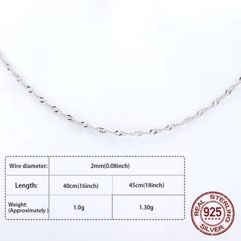 S925 srebrno verigo ogrlica za ženske, čar nakit z obeskom, 40-45 mm sterling srebrni verigi
