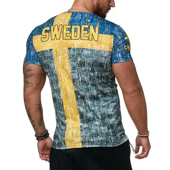 Poletje špansko zastavo jope, moške srajce švedski pismo 3D tiskanje moška t-shirt Dihanje ulične športna oblačila XXS-6XL